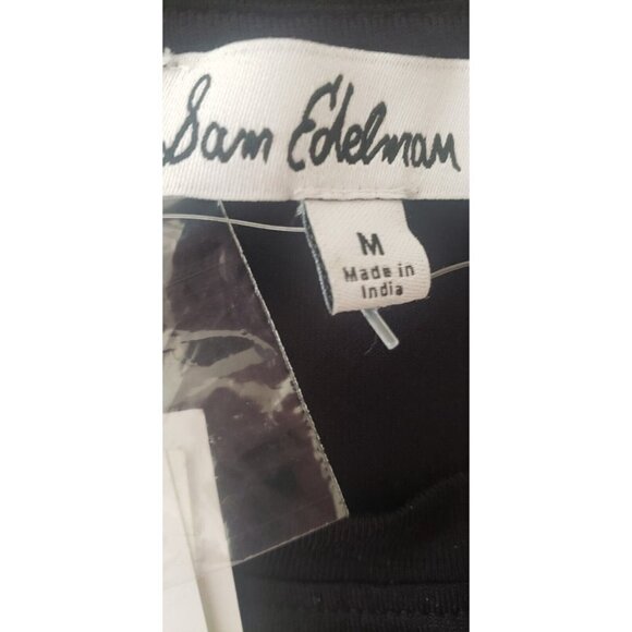 NWT SAM EDELMAN LAYLA POPLIN CUFF W/BUTTON BLACK KNIT TOP SZ M - Picture 9 of 11